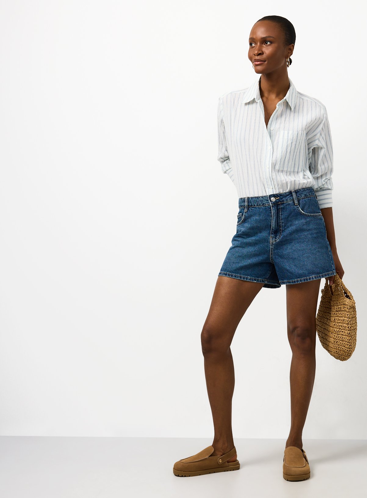 Mid Denim A Line Shorts 14 - Image 2 thumbnail